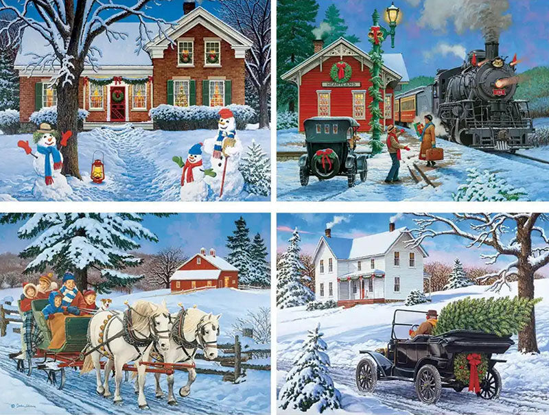 Set of 4: John Sloane Holiday Puzzles