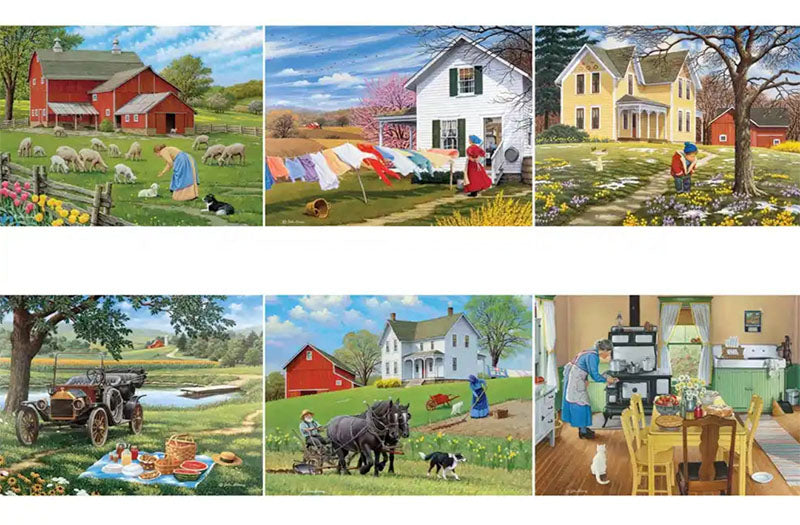 Set of 6: John Sloane Jigsaw Puzzles Pastoral Springtime Life
