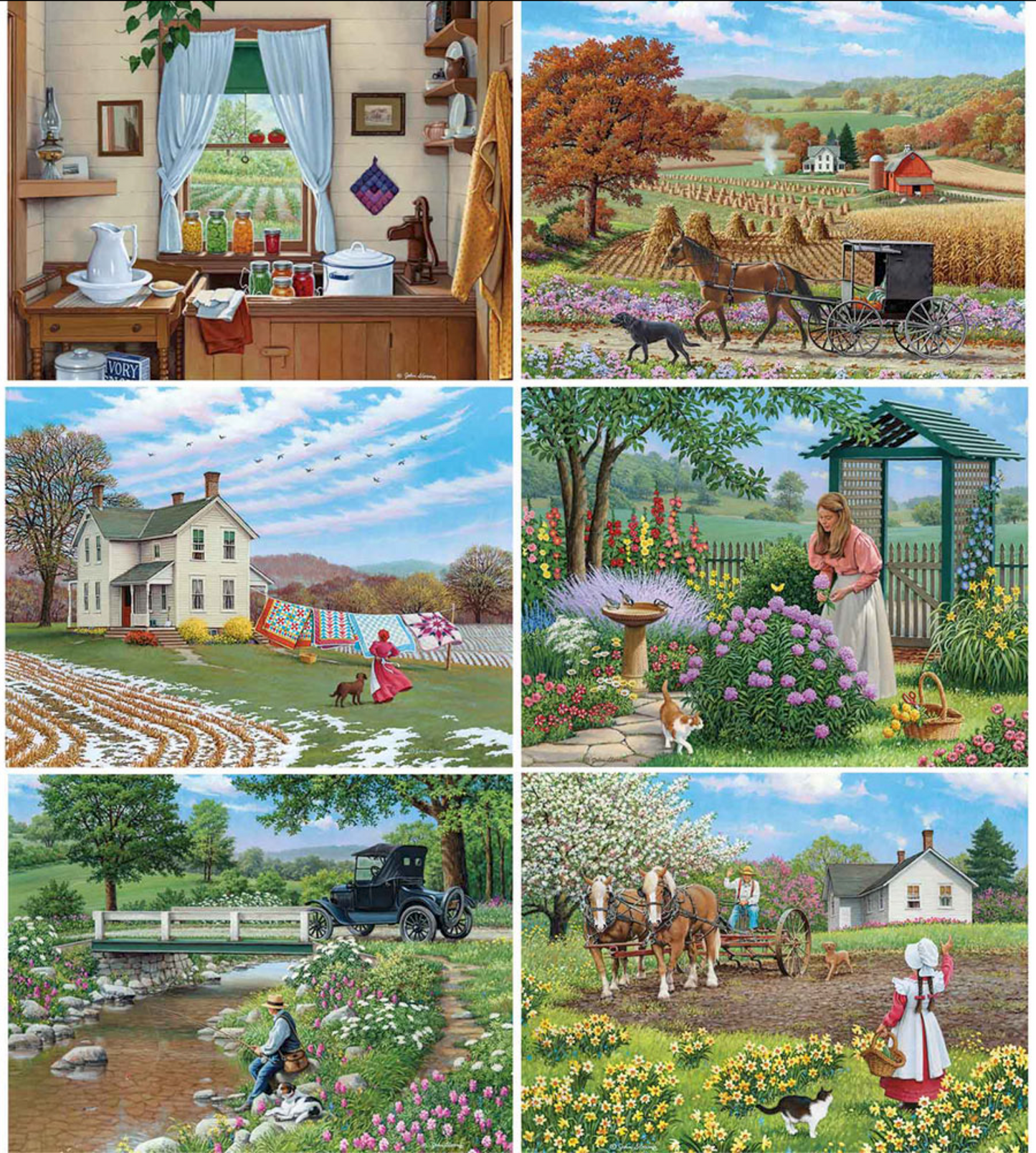 Set of 6: John Sloane Jigsaw Puzzles Simple Country Life