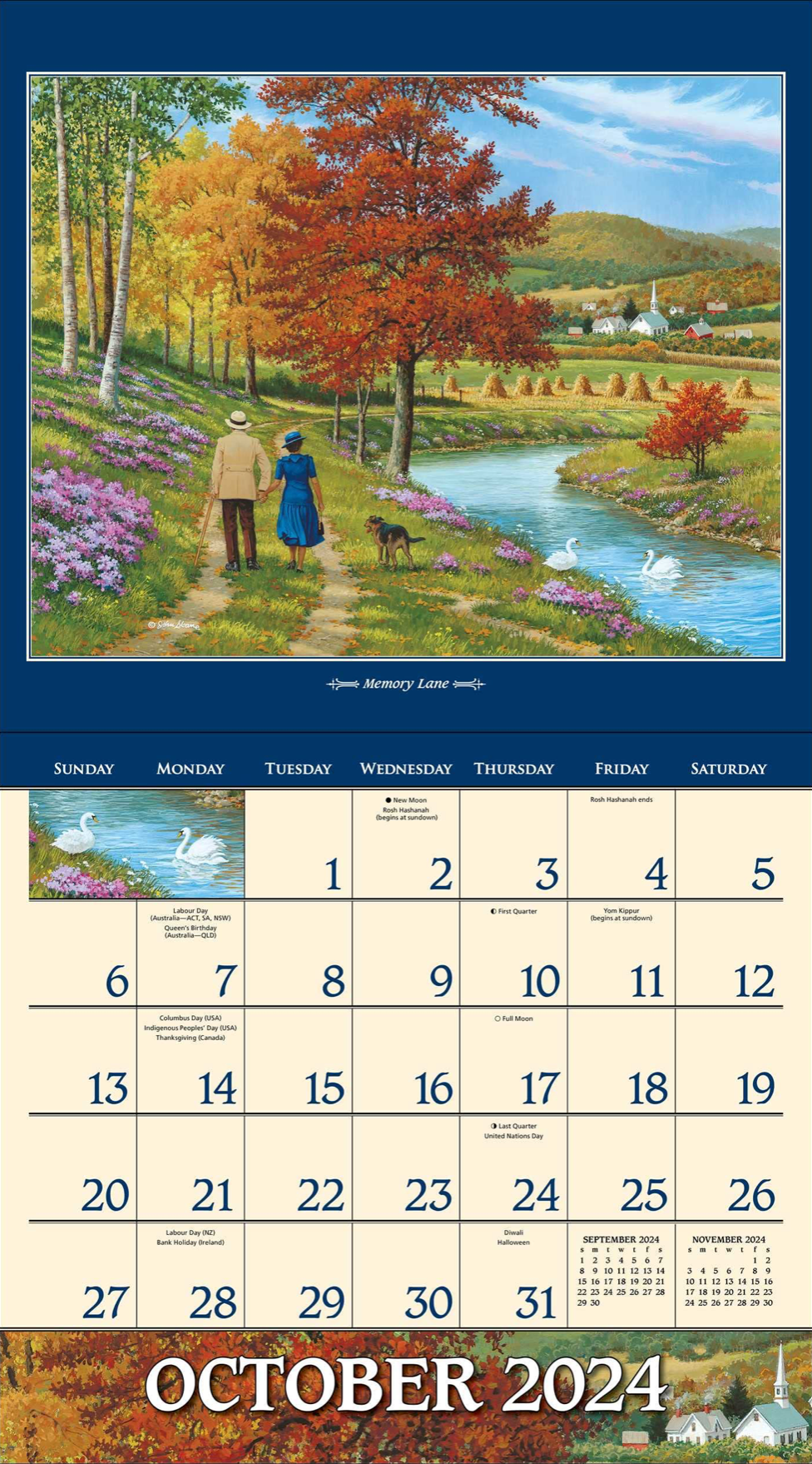 John Sloane's Country Seasons 2024 Deluxe Wall Calendar