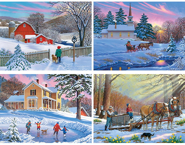 Set of 4: John Sloane Winter Jigsaw Puzzles