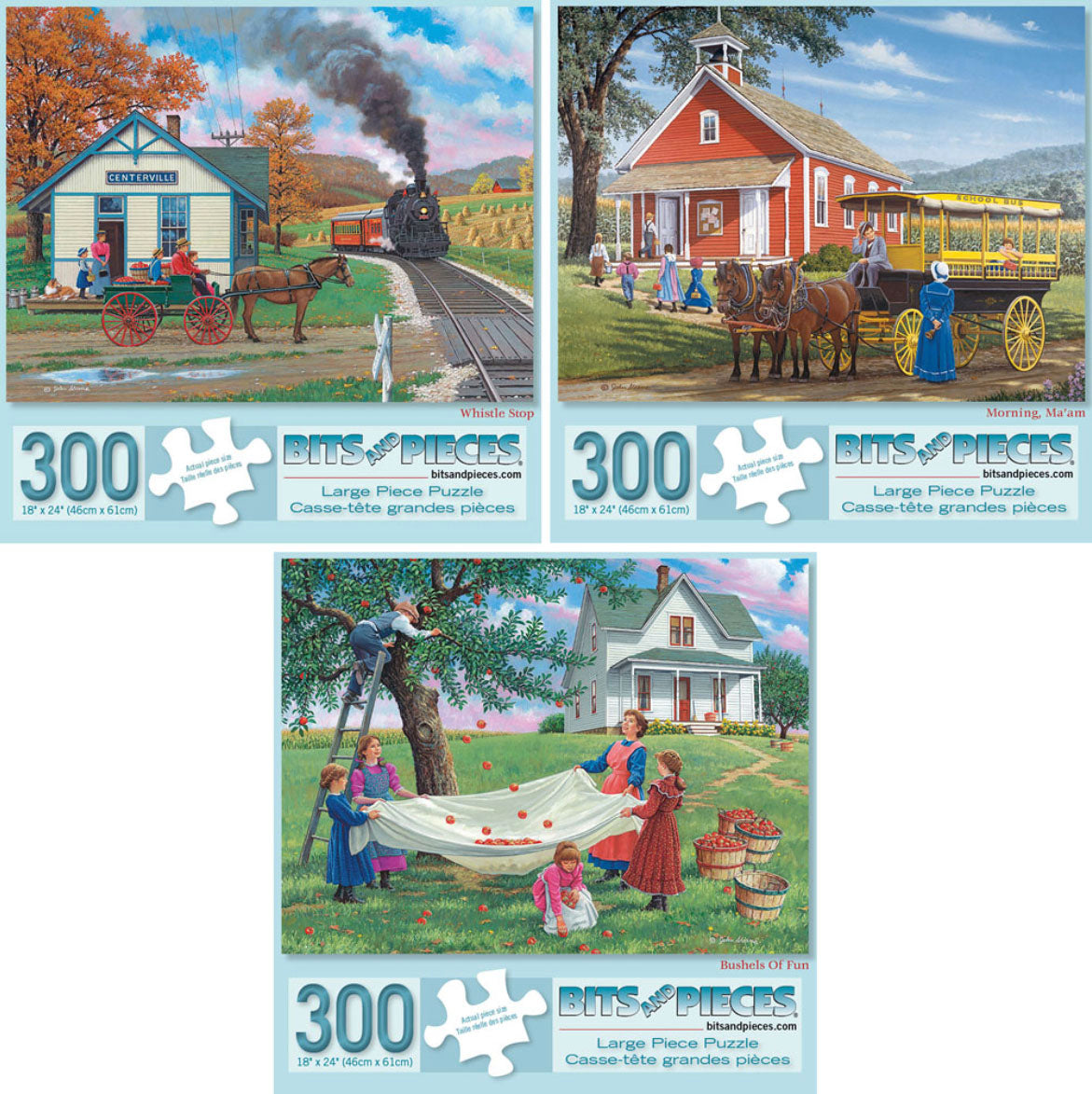 Set of 3: John Sloane 300 Large Piece Jigsaw Puzzles