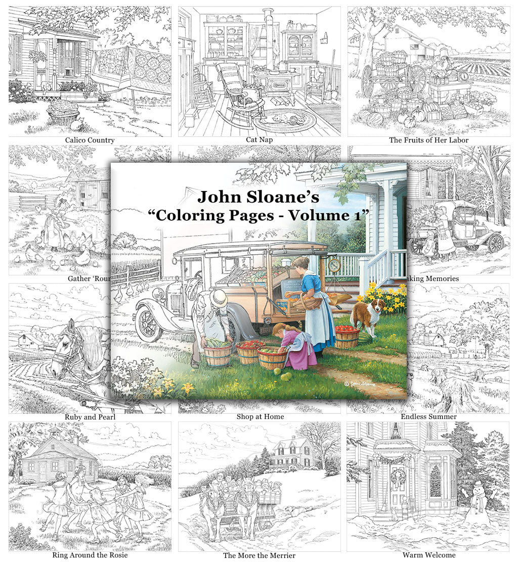 John Sloane's Coloring Pages - BUNDLE Volumes 1, 2, 3