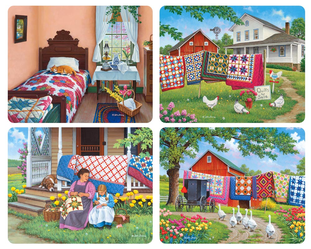 "Country Quilts #2" Magnet Set by John Sloane