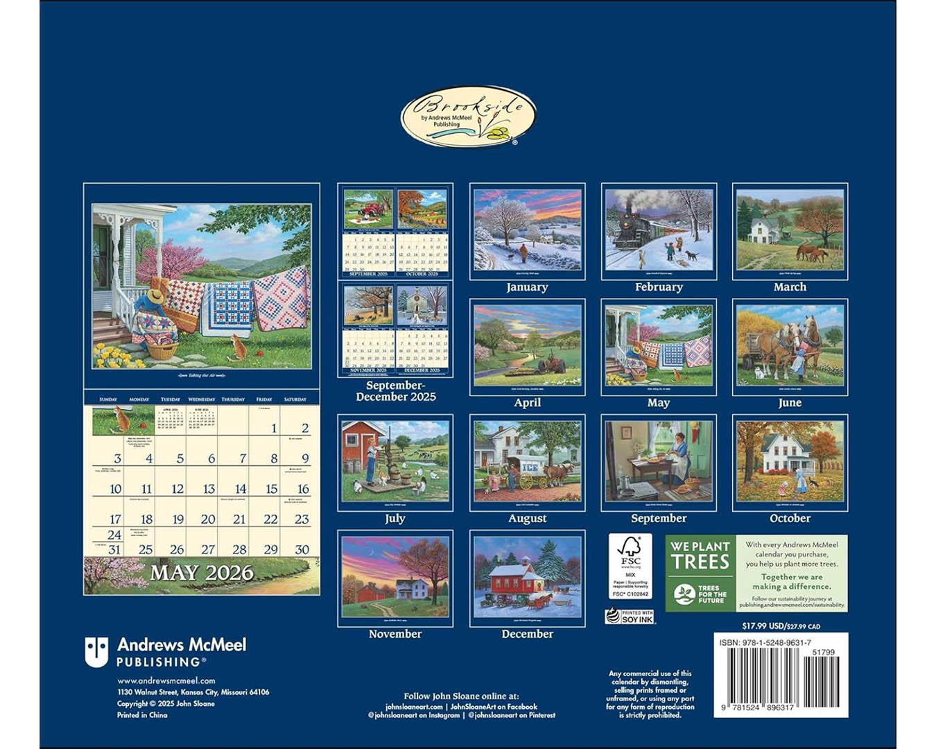 John Sloane's Country Seasons® 2026 Deluxe Wall Calendar