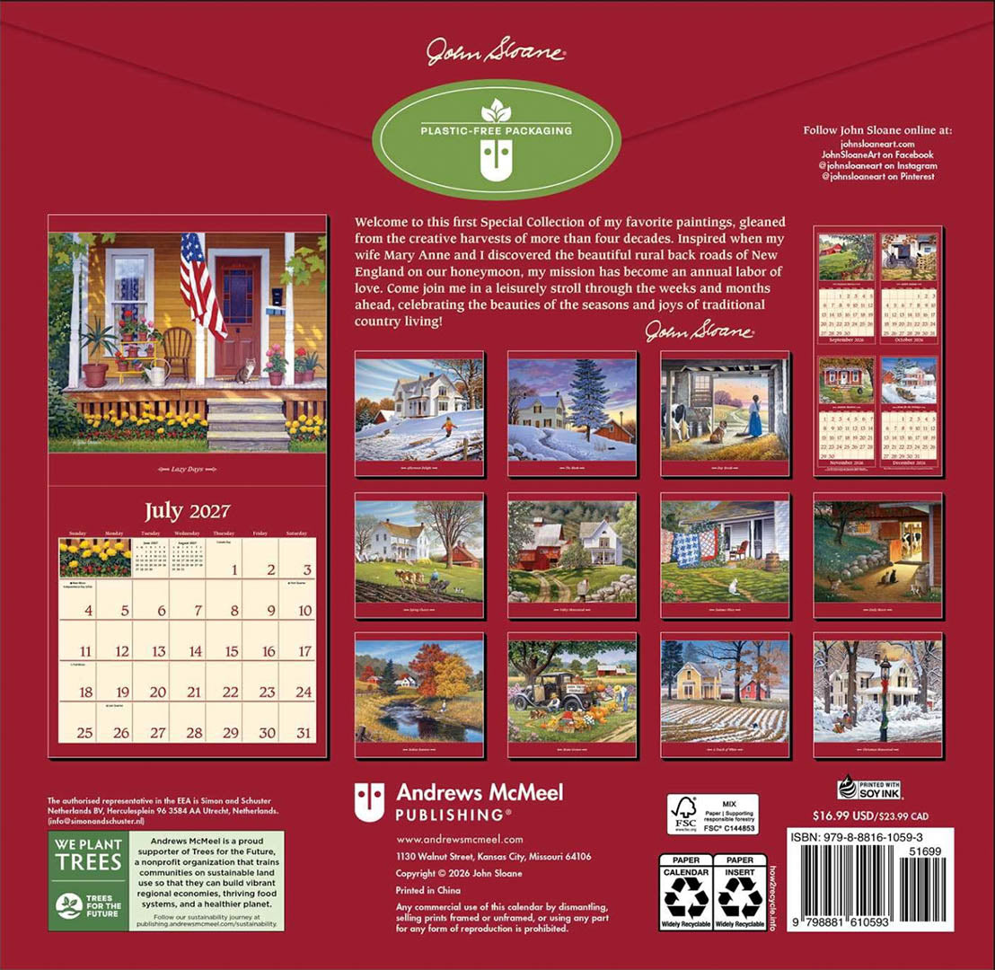 John Sloane's Country Seasons® 12 x 12 Special Collection 2027 Wall Calendar
