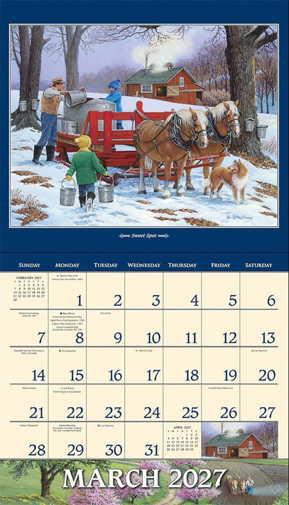 John Sloane's Country Seasons® 2027 Deluxe Wall Calendar