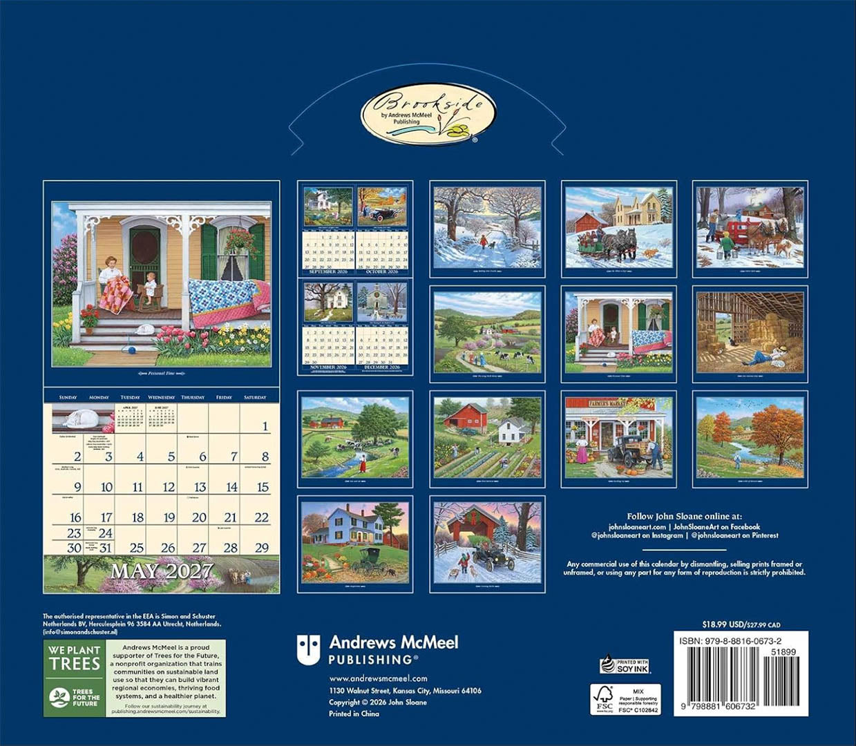 John Sloane's Country Seasons® 2027 Deluxe Wall Calendar