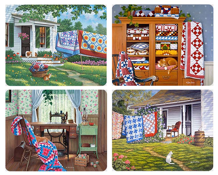 "Country Quilts" Magnet Set by John Sloane