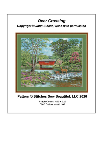 Deer Crossing - Cross Stitch Pattern