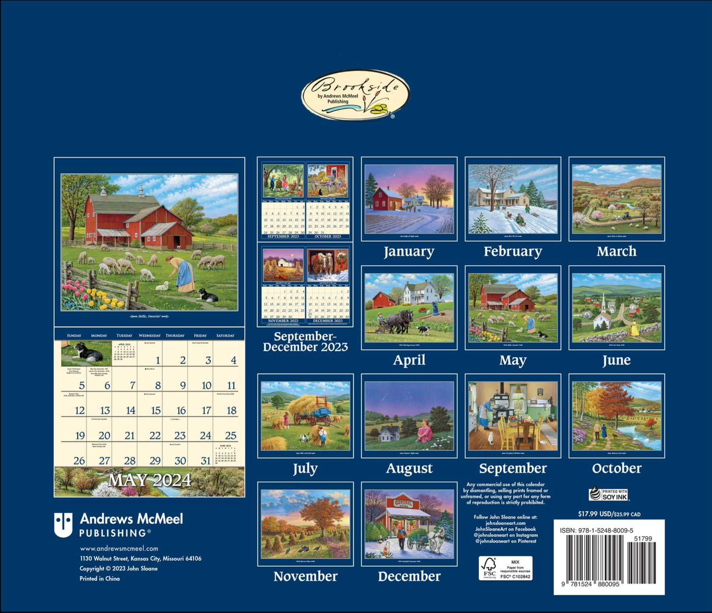 John Sloane's Country Seasons 2024 Deluxe Wall Calendar