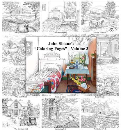 John Sloane's Coloring Pages - BUNDLE Volumes 1, 2, 3